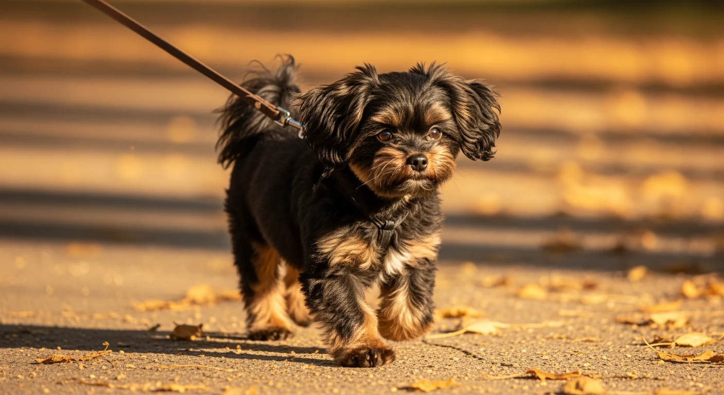 Bolonka Zwetna en promenade, exercice physique modéré pour maintenir la santé